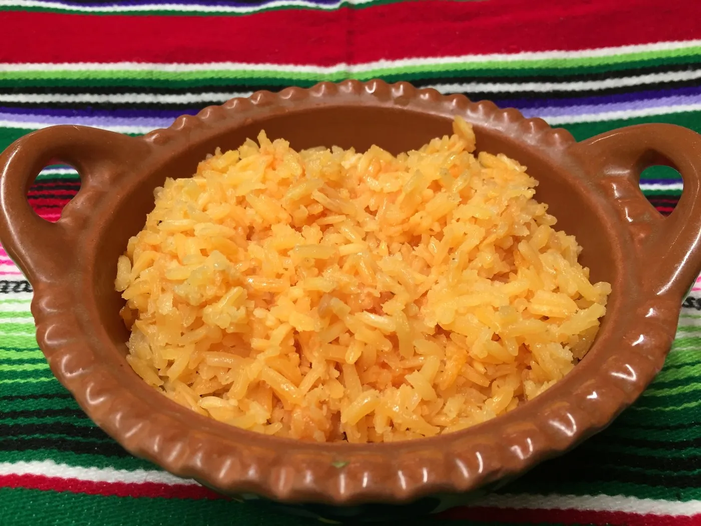 Mexican rice in a clay bowl