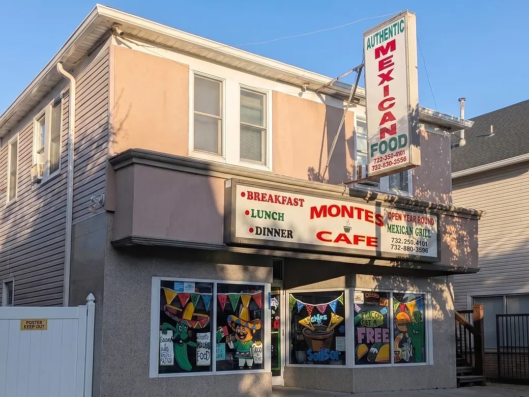 Montes Cafe storefront on the Boulevard, Seaside Heights