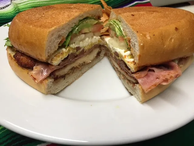 A torta cut in half